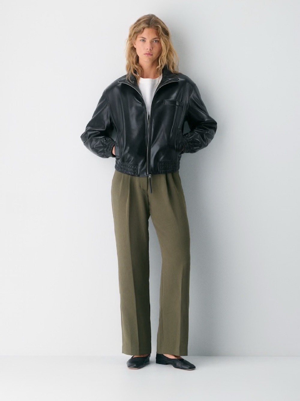Aritza The Effortless Pant Olive Green Wide-Leg, Rise High, Size 4